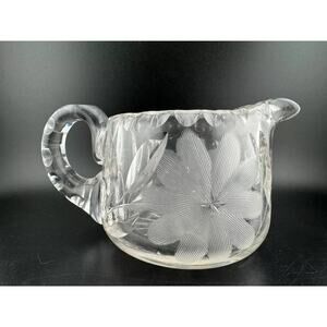 Vintage Pressed & Etched Glass Creamer